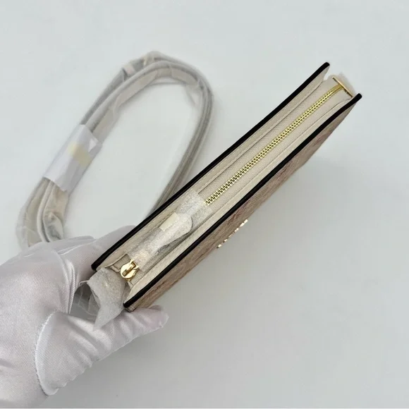 Coach Slim Crossbody Bag In Signature Canvas With Floral Print Gold Sand Multi - Picture 7 of 12